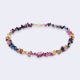 Choker-Kette mit Tropfen Saphiren und Diamant Pavé Kugeln - Fantasy Choker