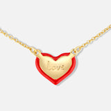 18K vergoldete Kette mit Emaille Herz- WITH LOVE