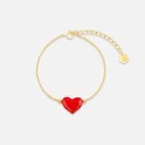 18K Vergoldetes Armband mit Emaille Herz - WITH LOVE