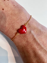 18K Vergoldetes Armband mit Emaille Herz - WITH LOVE