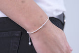 Klassisches Armband mit Weißen Süßwasserperlen & 14K Weißgold Diamant Kugel - Principessa Bracelet