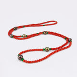 Natürliche Mittelmeer Koralle, Tsavorite und Signature Tahiti Perlen- Sundown Necklace