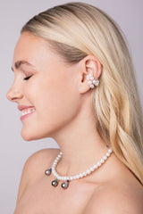 Offener Choker mit Süßwasser-,  Tahiti-Perlen und Edelsteinen - Royal Choker