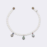 Offener Choker mit Süßwasser-,  Tahiti-Perlen und Edelsteinen - Royal Choker