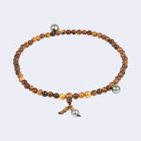 Armband/ Halskette aus braunem Sandelholz mit Tahiti- und Südseeperlen - Sandal Bond
