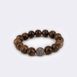 Dunkles Sandelholz Armband mit Diamant-Pavé - Amazon Diamond MEN Bracelet