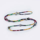 Kette mit natürlichen Rubine, Smaragde, Rubine und Tahiti Perlen - Rainbow Necklace