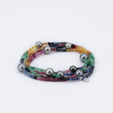 Kette mit natürlichen Rubine, Smaragde, Rubine und Tahiti Perlen - Rainbow Necklace