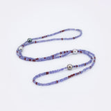 Natürliche Tansanit- und Rubin-Kette mit Tahiti Perlen - Purple Red Necklace