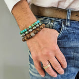 Dunkles Sandelholz Armband mit Diamant-Pavé - Amazon Diamond MEN Bracelet