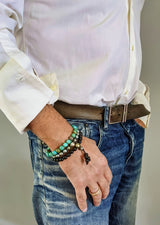 Turquoise Diamond MEN - Natürliche Türkise Armband mit Diamant Pavé Kugel