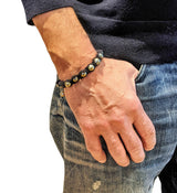 Rockstar Bracelet MEN - Tahitiperlen Armband auf schwarzer Crêpe de Chine-Seide