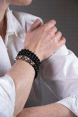 Kette/ Armband mit schwarzen Ebenholz- und Tahiti Perlen - Bear Bond