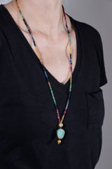Halskette mit natürlichen Rubinen, Smaragden, Saphiren und Südseeperlen- Rainbow Rock Necklace