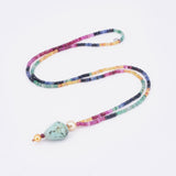 Halskette mit natürlichen Rubinen, Smaragden, Saphiren und Südseeperlen- Rainbow Rock Necklace