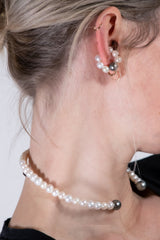Offener Choker mit Süßwasser- und Tahiti-Perlen - No Piercing Choker