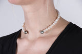 Offener Choker mit Süßwasser- und Tahiti-Perlen - No Piercing Choker