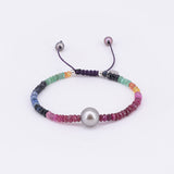 Farbenfrohes Edelstein-Armband mit Tahitiperle- Rainbow Pearl Bracelet