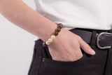 Luxuriöses Armband mit Sandelholz Perlen und Goldenen Südseeperlen -  Rising Sun Amazone Bracelet