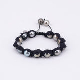 Rockstar Bracelet MEN - Tahitiperlen Armband auf schwarzer Crêpe de Chine-Seide