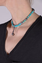 Armband/ Halskette mit Türkis, Tahiti Perlen und schwarzen Diamanten - Turquoise Bond