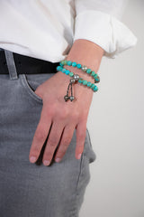 Armband/ Halskette mit Türkis, Tahiti Perlen und schwarzen Diamanten - Turquoise Bond