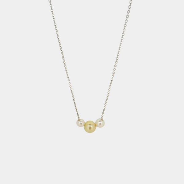 Golden Trio Necklace -  Zeitlose Eleganz mit wertvoller Südseeperle