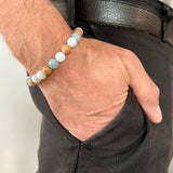 Aqua Oud MEN - Herrenarmband mit Natürlichem Aquamarin / Oud Holz